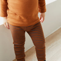 Organic Cotton Modal Elastane Legging - Narrow Stripe Ginger Childrens Legging from Jamie Kay USA