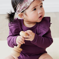 Pima Cotton Fleur Long Sleeve Bodysuit - Sugar Plum Childrens Bodysuit from Jamie Kay USA