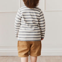 Pima Cotton Vinny Long Sleeve Top - Olive Stripe Childrens Top from Jamie Kay USA