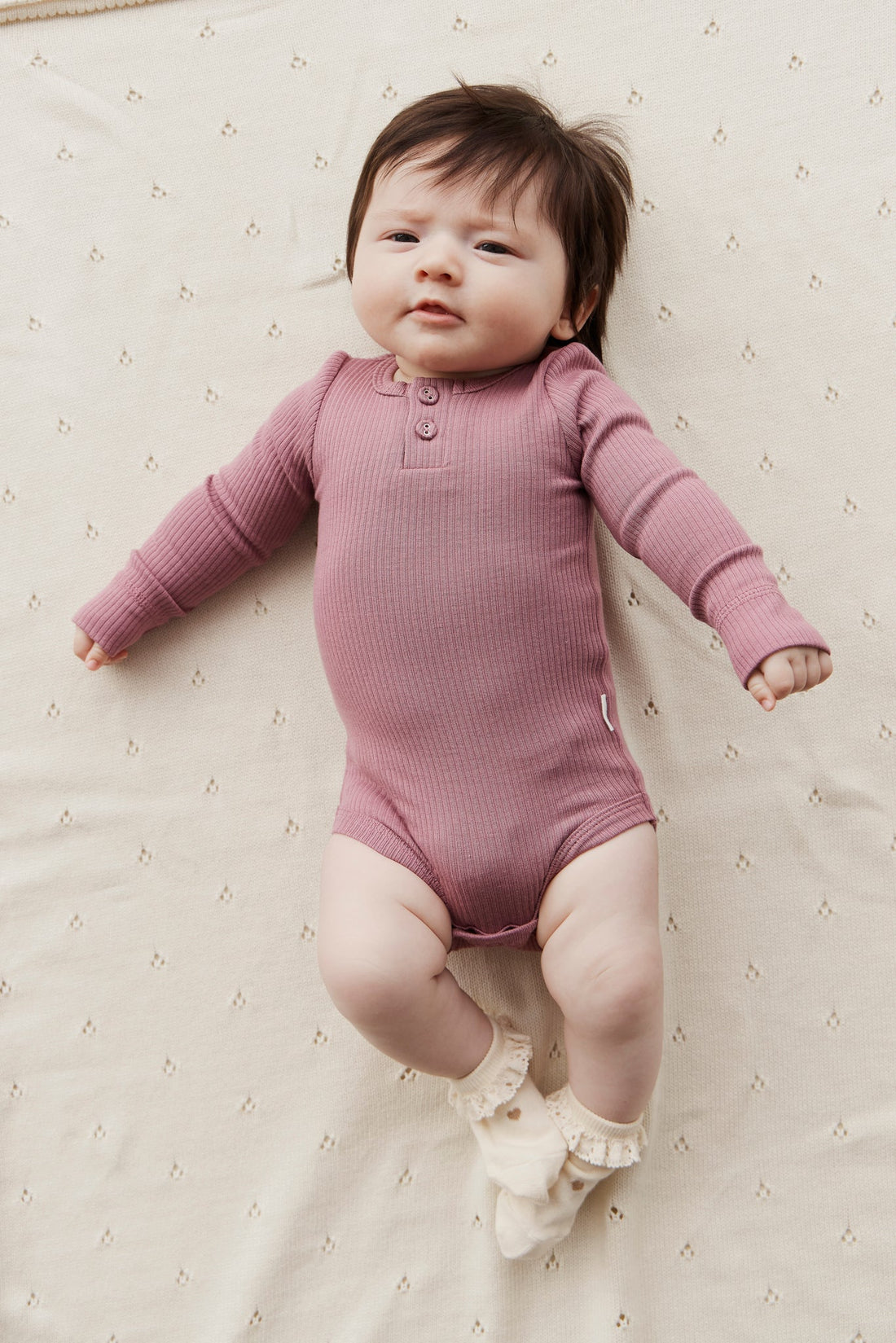 Organic Cotton Modal Long Sleeve Bodysuit - Lillium Childrens Bodysuit from Jamie Kay USA