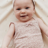 Organic Cotton Bridget Singlet Bodysuit - Rosalie Field Rose Dust Childrens Bodysuit from Jamie Kay USA