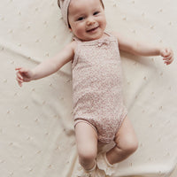 Organic Cotton Bridget Singlet Bodysuit - Rosalie Field Rose Dust Childrens Bodysuit from Jamie Kay USA