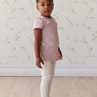 Organic Cotton Fine Rib Legging - Simple Flowers Egret Childrens Legging from Jamie Kay USA