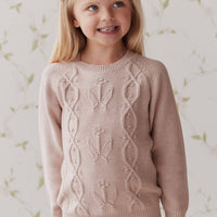 Sophia Knitted Jumper - Almond Marle Childrens Knitwear from Jamie Kay USA