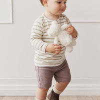 Pima Cotton Diego Long Sleeve Top - Cloud/Cashew Stripe Childrens Top from Jamie Kay USA
