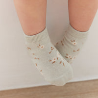 Jacquard Floral Sock - Lulu Blue Childrens Sock from Jamie Kay USA
