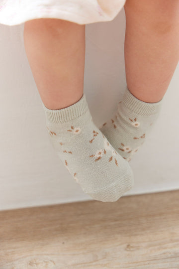 Jacquard Floral Sock - Lulu Blue Childrens Sock from Jamie Kay USA