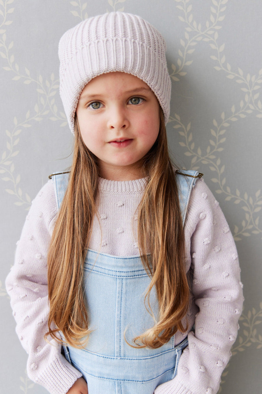 Aurelie Beanie - Pale Lilac Marle Childrens Hat from Jamie Kay USA