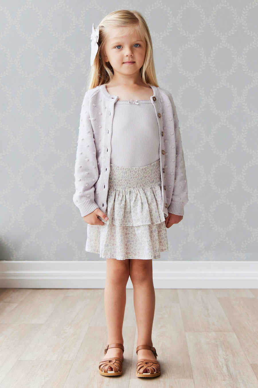 OG Dotty Knit Cardigan - Pale Lilac Marle Childrens Cardigan from Jamie Kay USA
