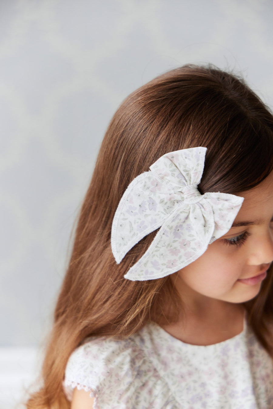 Organic Cotton Noelle Bow - Fifi Lilac Childrens Bow from Jamie Kay USA