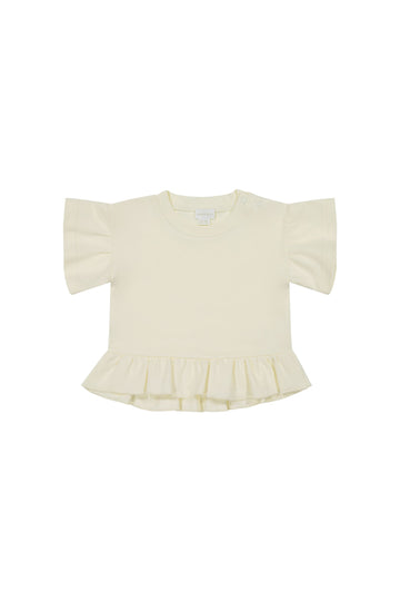 Pima Cotton Courtney Ruffle Top - Egret Childrens Top from Jamie Kay USA
