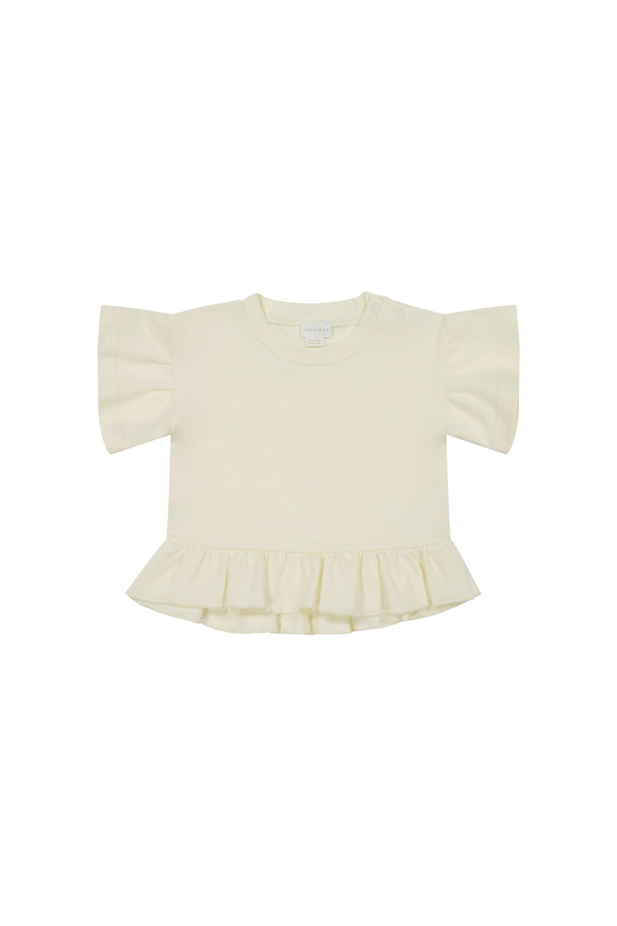 Pima Cotton Courtney Ruffle Top - Egret Childrens Top from Jamie Kay USA