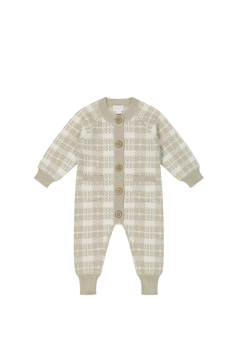 Marlo Knitted Onepiece - Marlo Check Jacquard Childrens Onepiece from Jamie Kay USA
