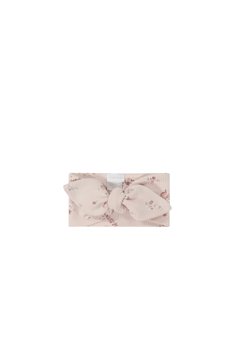 Organic Cotton Fine Rib Headband - Petite Fleur Soft Peony