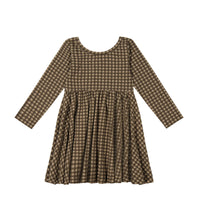 Organic Cotton Tallulah Dress - Gingham Shiitake Childrens Dress from Jamie Kay USA