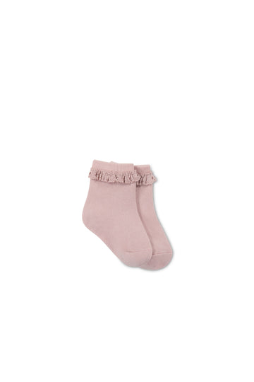 Frill Sock - Powder Pink Childrens Sock from Jamie Kay USA