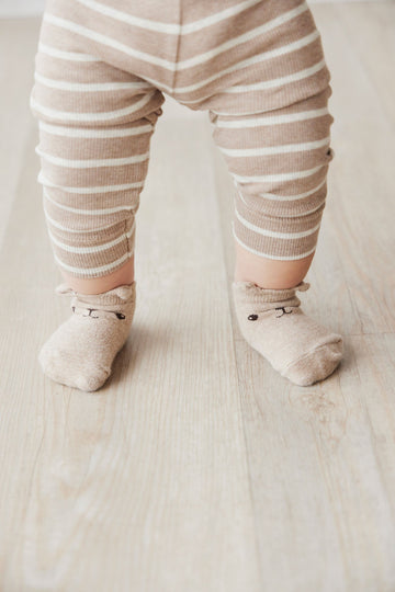 George Bear Ankle Sock - Lait Marle Childrens Socks from Jamie Kay USA