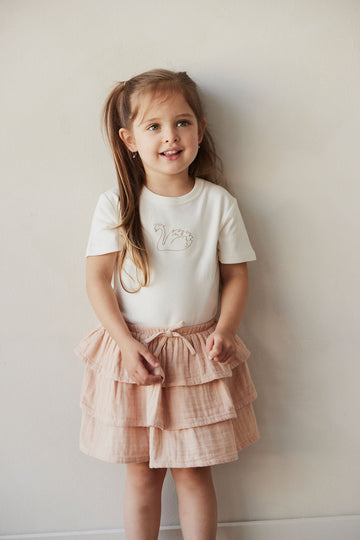 Organic Cotton Muslin Abbie Skirt - Dusky Rose Childrens Skirt from Jamie Kay USA