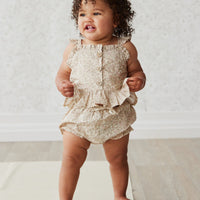 Organic Cotton Frill Bloomer - Chloe Floral Egret Childrens Bloomer from Jamie Kay USA