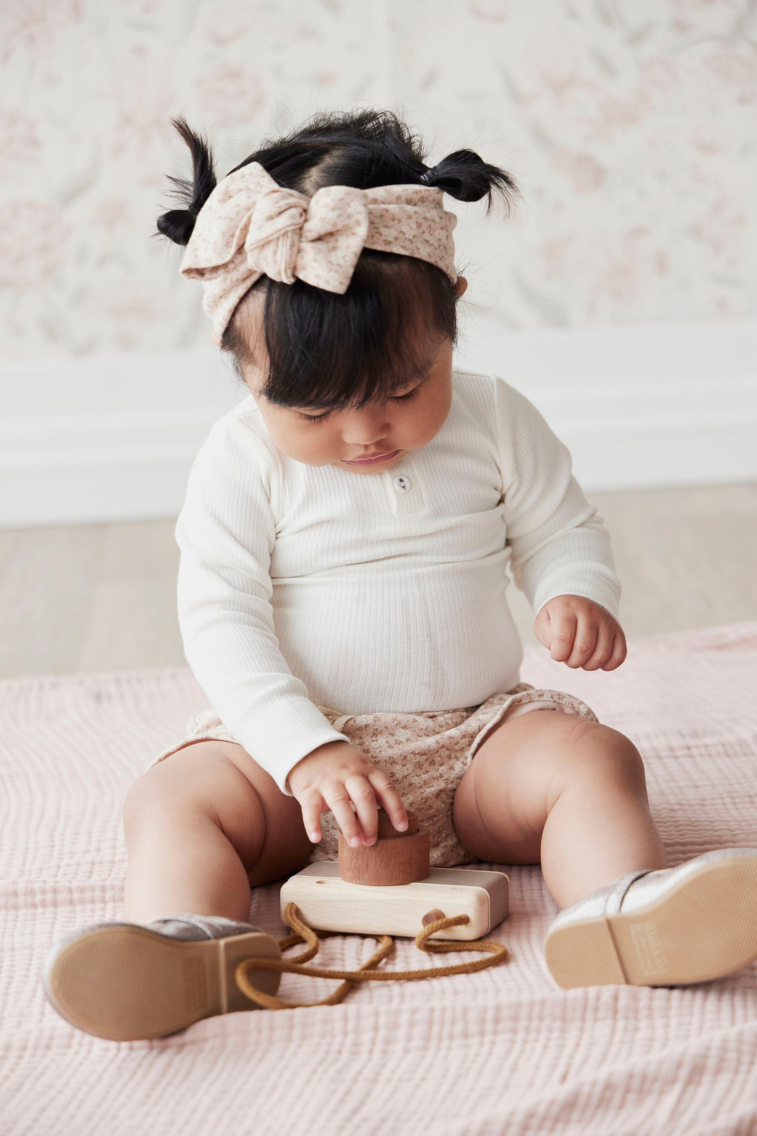 Organic Cotton Fine Rib Long Sleeve Bodysuit - Milk Childrens Bodysuit from Jamie Kay USA