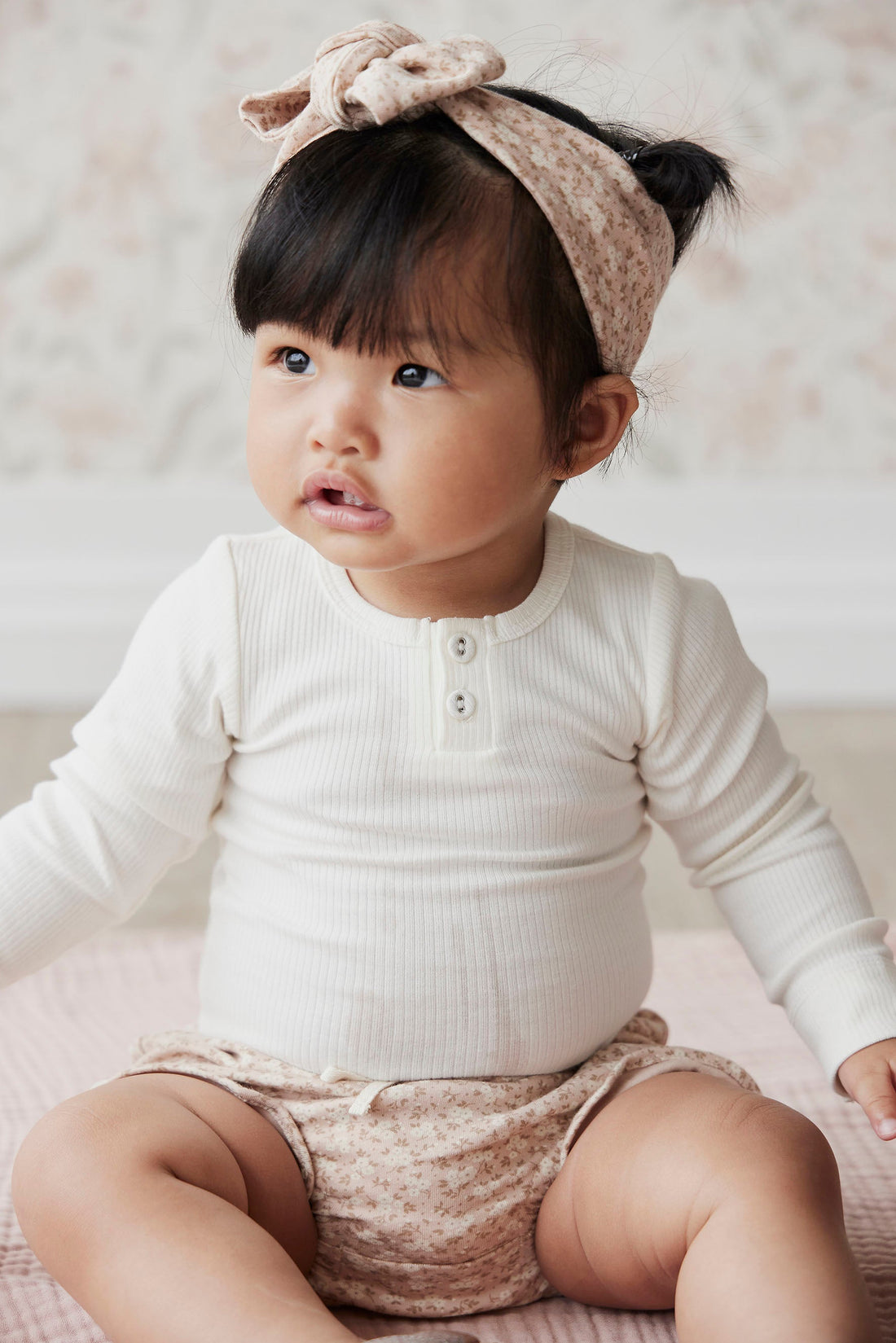 Organic Cotton Fine Rib Long Sleeve Bodysuit - Milk Childrens Bodysuit from Jamie Kay USA