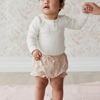 Organic Cotton Fine Rib Long Sleeve Bodysuit - Milk Childrens Bodysuit from Jamie Kay USA