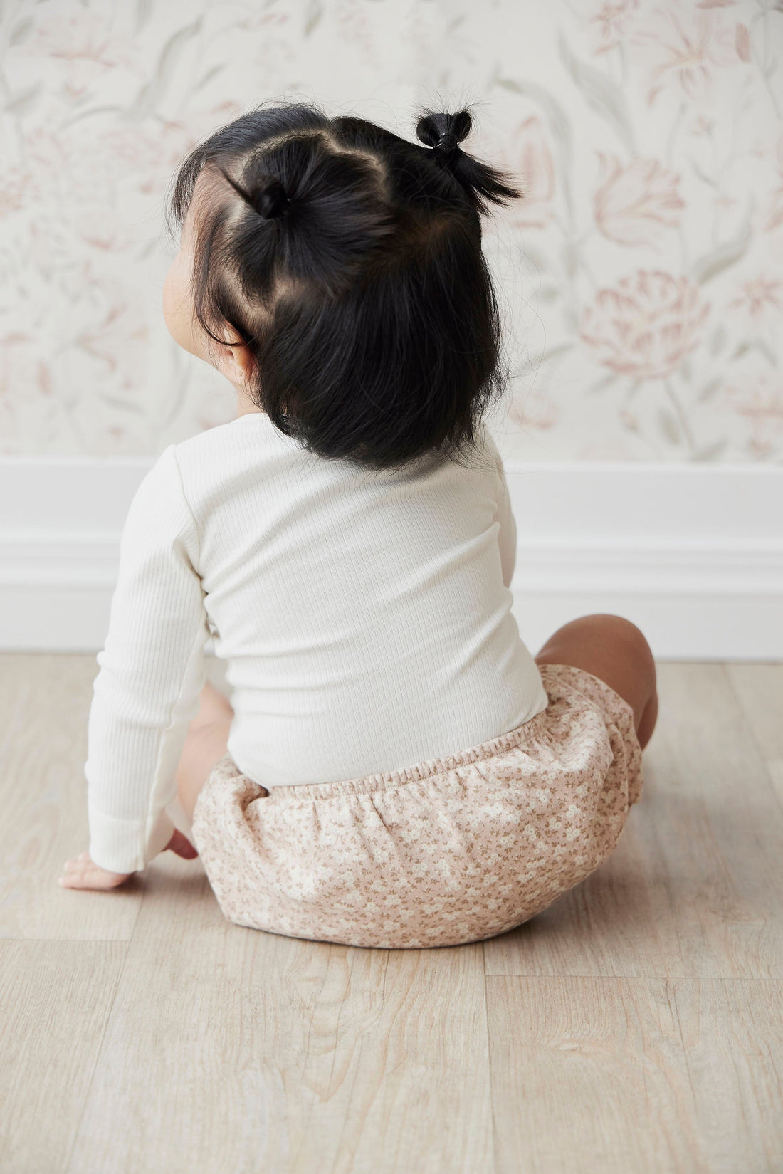 Organic Cotton Fine Rib Long Sleeve Bodysuit - Milk Childrens Bodysuit from Jamie Kay USA