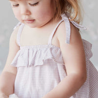 Organic Cotton Angelina Top - Gingham Lilac Childrens Top from Jamie Kay USA