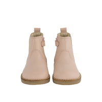Leather Boot with Elastic Side - Blush