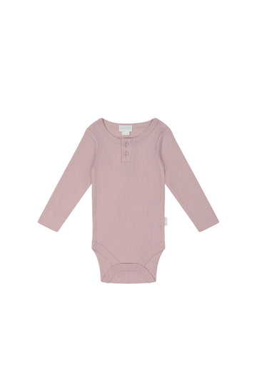 Organic Cotton Modal Elastane Long Sleeve Baby Bodysuit  - Blossom