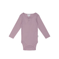 Organic Cotton Modal Elastane Long Sleeve Bodysuit  - Periwinkle - Baby Bodysuit at Jamie Kay