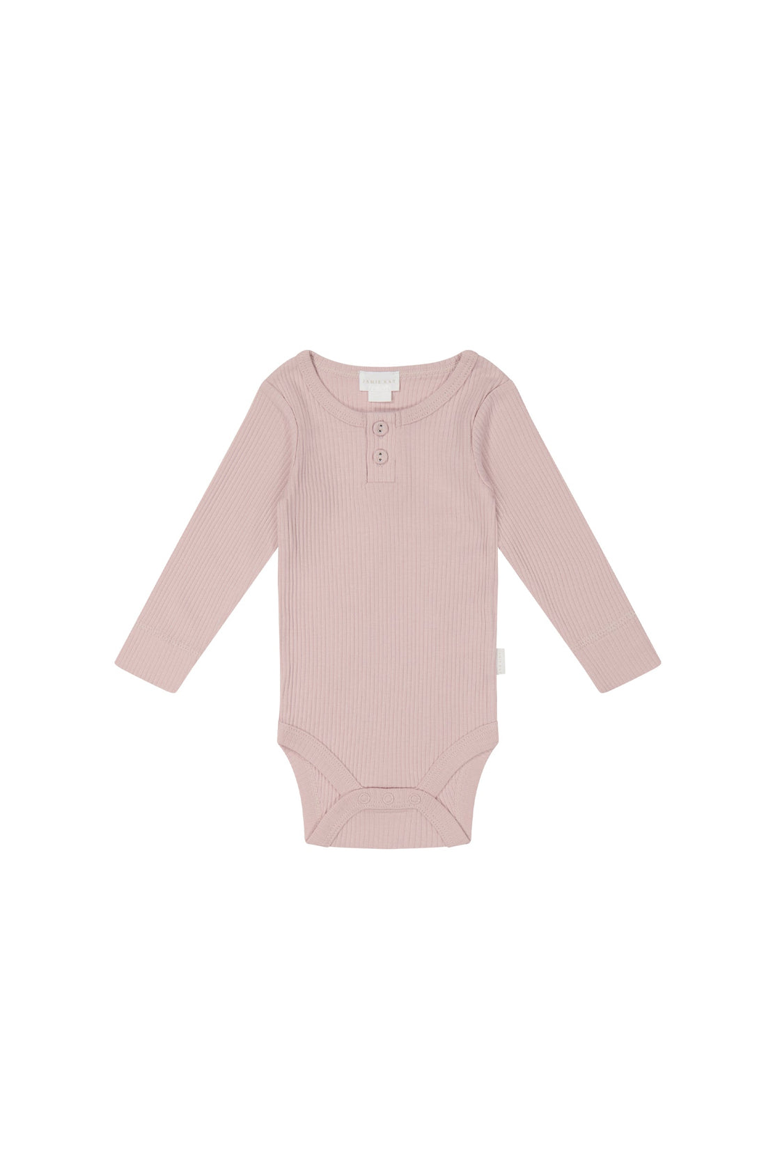 Organic Cotton Modal Elastane Long Sleeve Bodysuit - Powder Pink - Baby Bodysuit at Jamie Kay