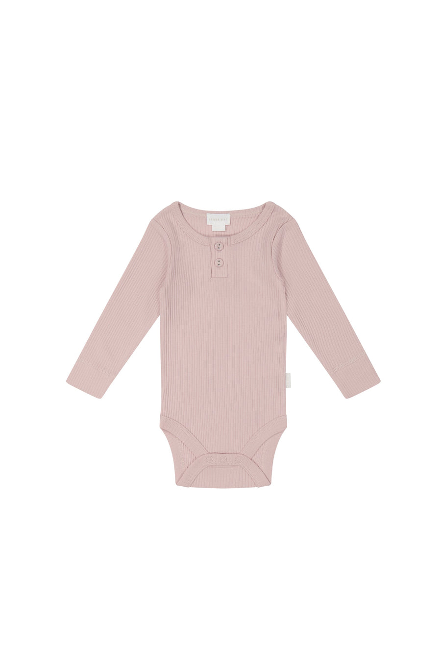 Organic Cotton Modal Elastane Long Sleeve Bodysuit - Powder Pink - Baby Bodysuit at Jamie Kay