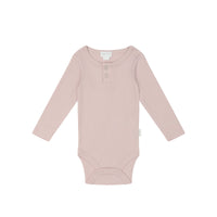 Organic Cotton Modal Elastane Long Sleeve Bodysuit  - Rosie - Baby Bodysuit at Jamie Kay