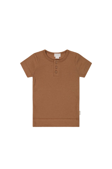 Organic Cotton Modal Henley Tee - Baker Childrens Top from Jamie Kay USA