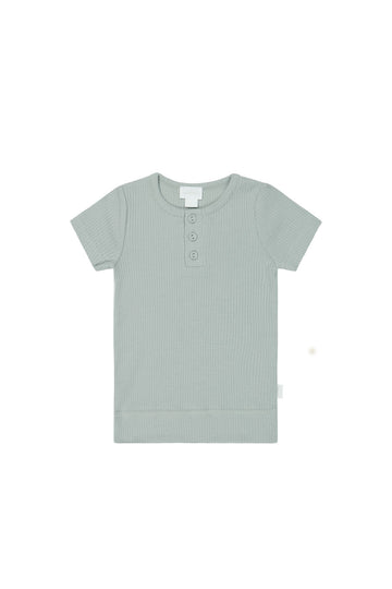Organic Cotton Modal Henley Tee - Mineral Childrens Top from Jamie Kay USA