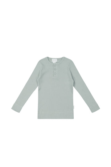 Organic Cotton Modal Long Sleeve Henley - Mineral Childrens Top from Jamie Kay USA