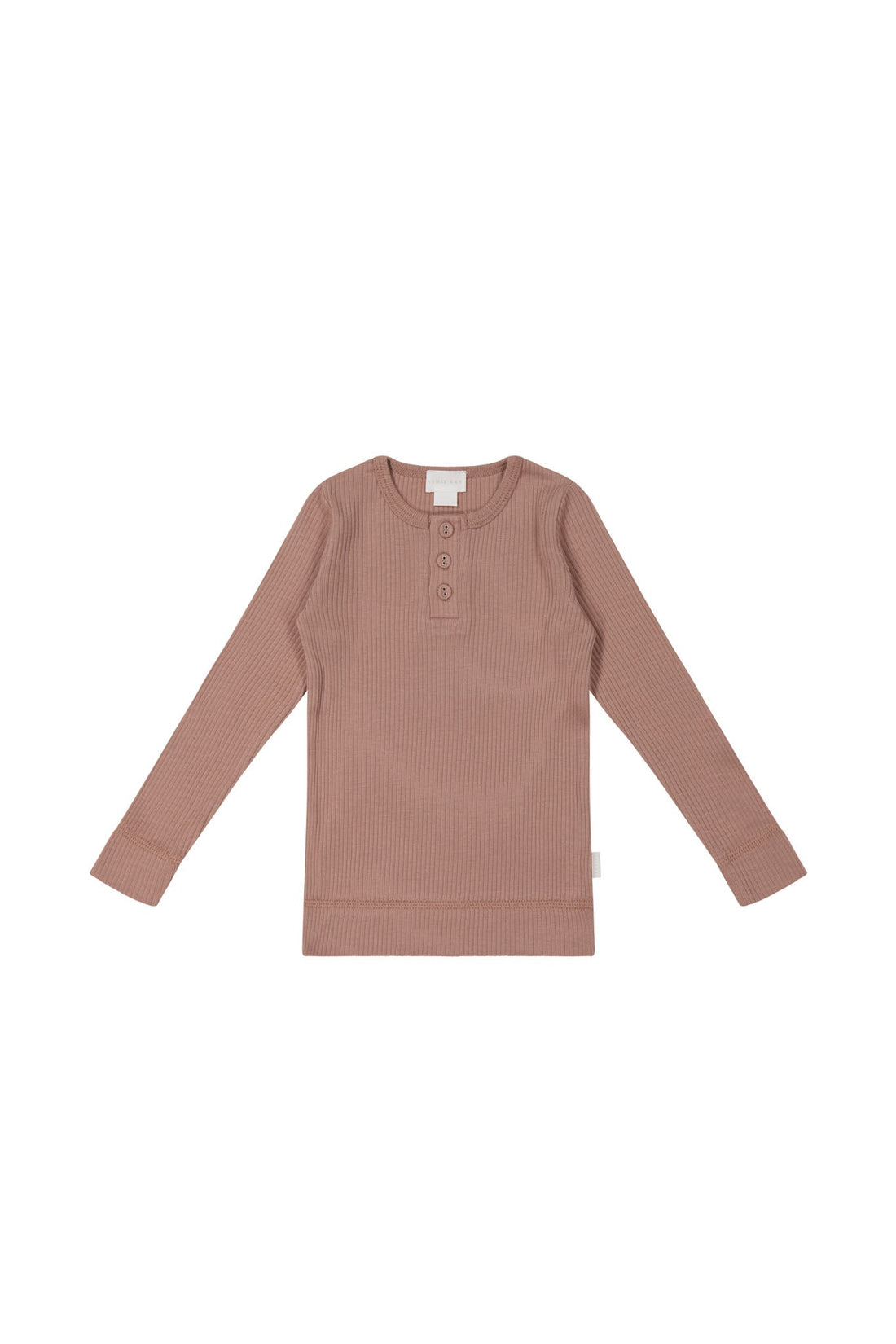 Organic Cotton Modal Long Sleeve Henley - Powder Childrens Top from Jamie Kay USA