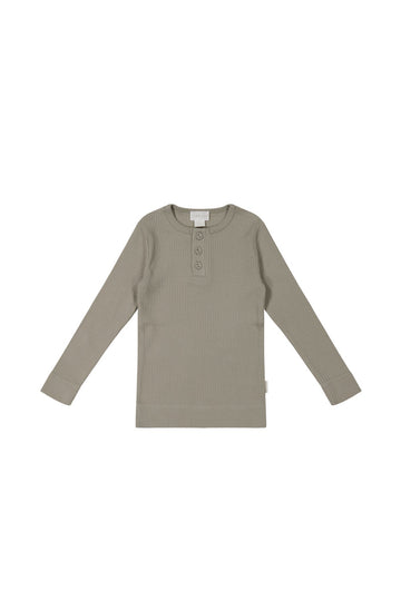 Organic Cotton Modal Long Sleeve Henley - Twig Childrens Top from Jamie Kay USA