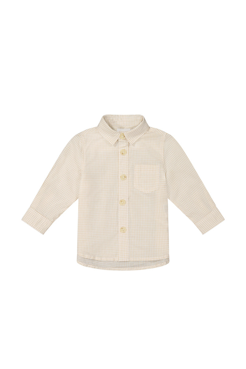 Organic Cotton Isaiah Shirt - Sesame Gingham Childrens Top from Jamie Kay USA
