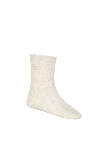 Scallop Weave Knee High Frill Sock - Light Oatmeal Marle Childrens Sock from Jamie Kay USA