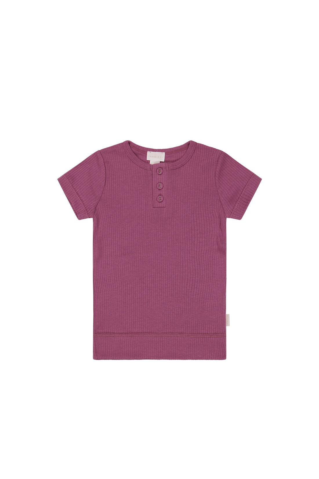 Organic Cotton Modal Henley Tee - Cranberry Childrens Top from Jamie Kay USA