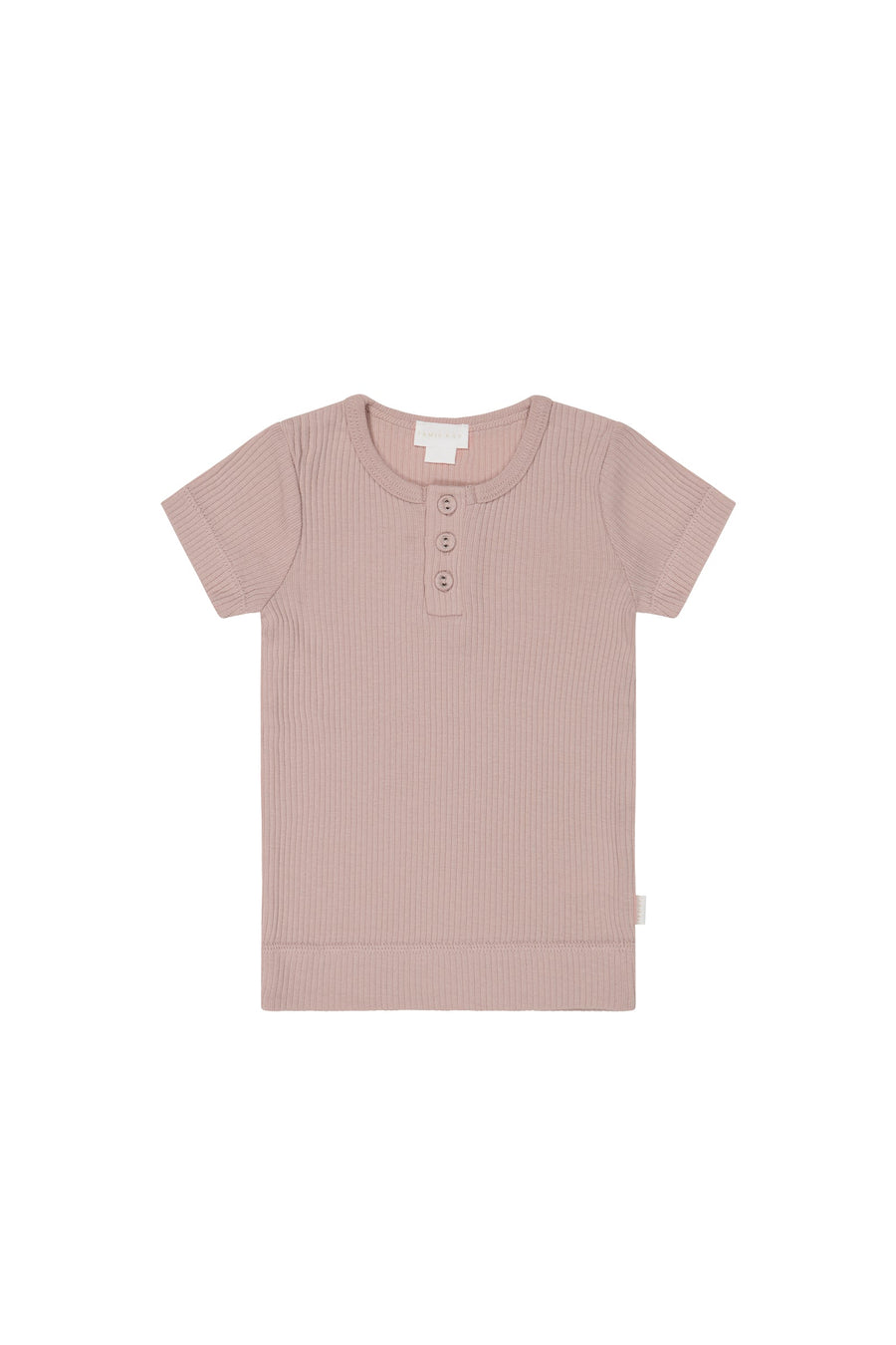 Organic Cotton Modal Henley Tee - Shell Pink Childrens Top from Jamie Kay USA