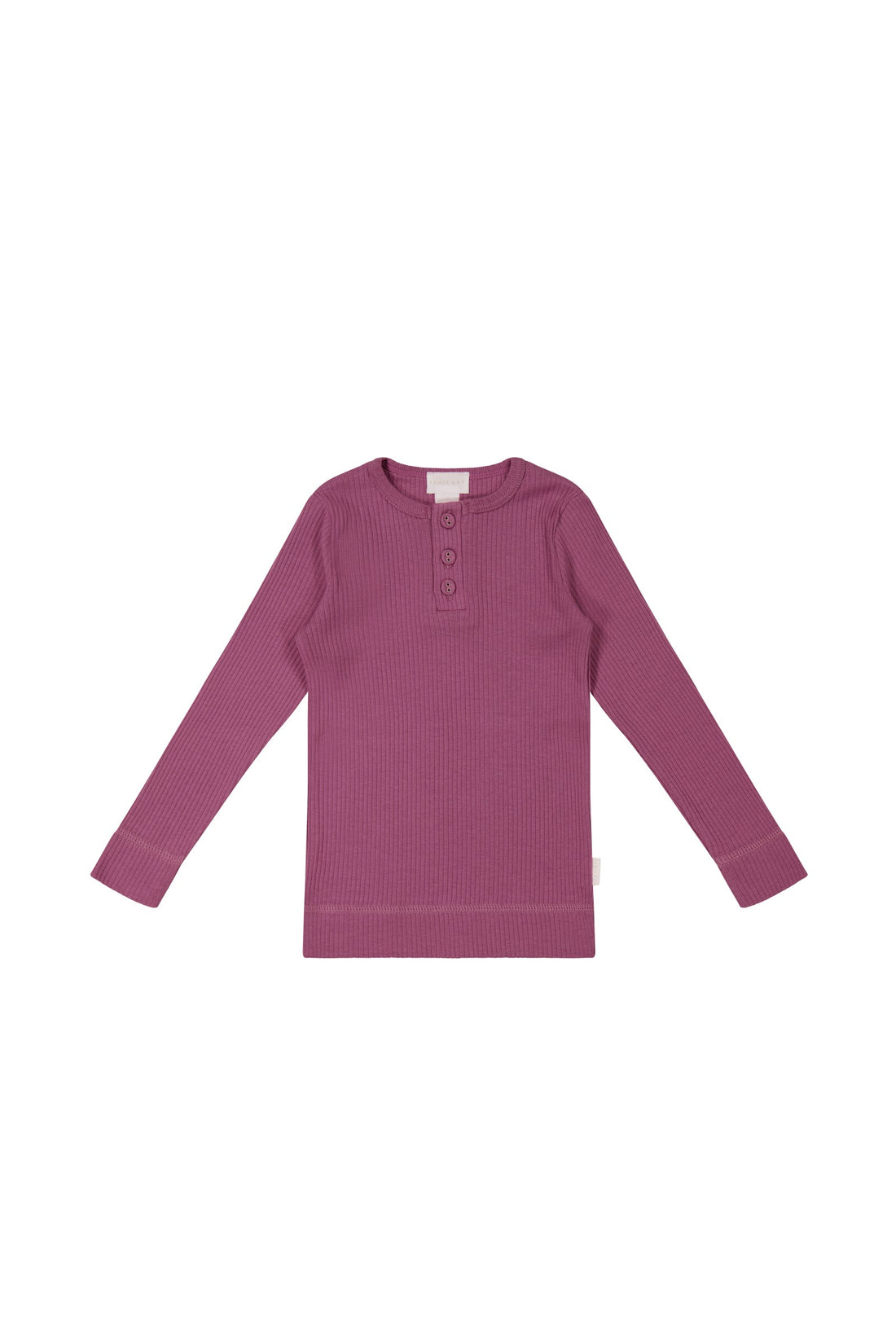 Organic Cotton Modal Long Sleeve Henley - Cranberry Childrens Top from Jamie Kay USA
