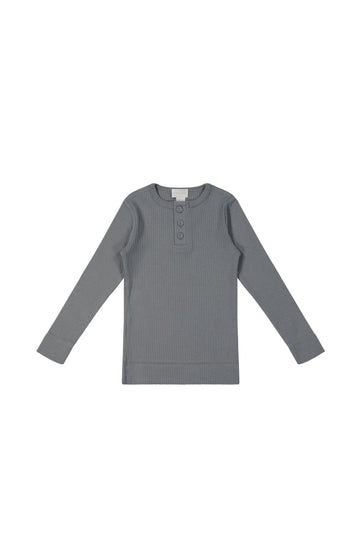 Organic Cotton Modal Long Sleeve Henley - Lava Childrens Top from Jamie Kay USA