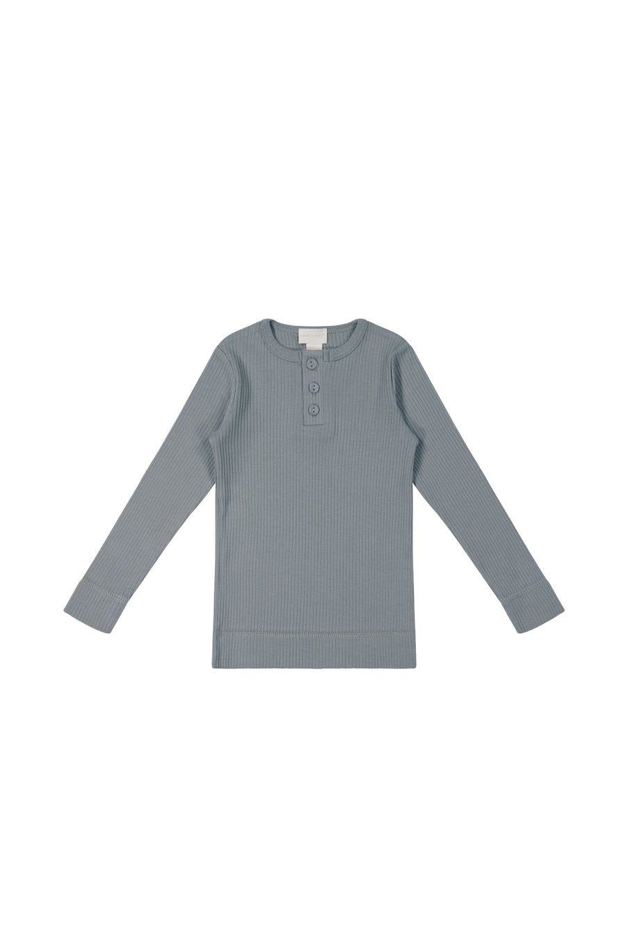 Organic Cotton Modal Long Sleeve Henley - Pebble Childrens Top from Jamie Kay USA
