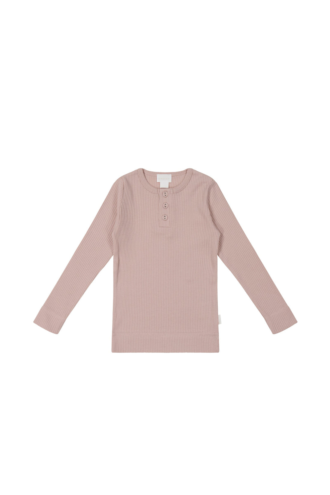 Organic Cotton Modal Long Sleeve Henley - Shell Pink Childrens Top from Jamie Kay USA