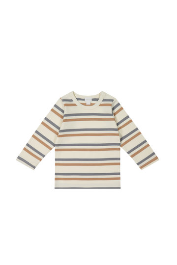 Pima Cotton Vinny Long Sleeve Top - Hudson Stripe Childrens Top from Jamie Kay USA