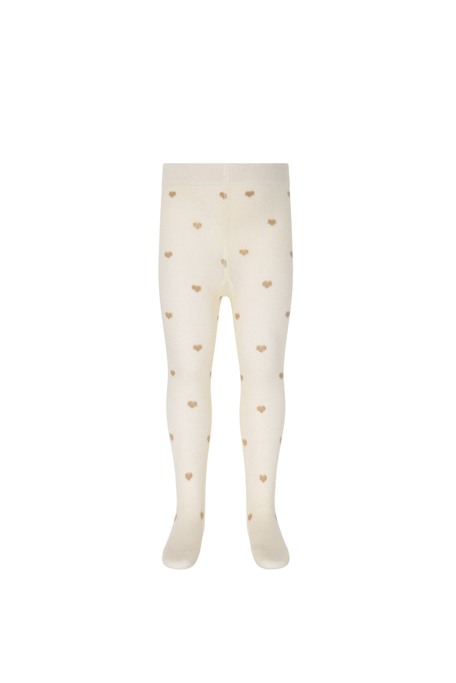 Jacquard Heart Tight - Mon Amour Oatmeal Marle Childrens Tight from Jamie Kay USA