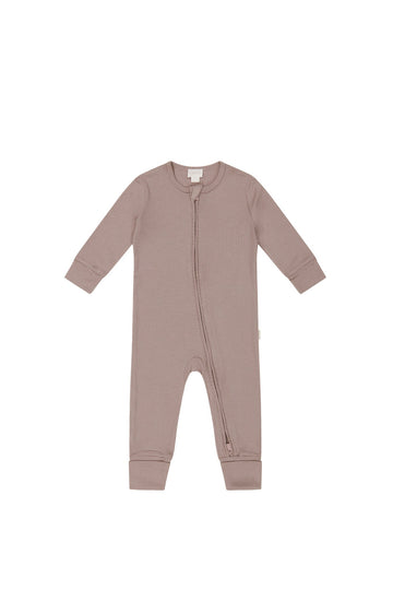 Organic Cotton Modal Gracelyn Zip Onepiece - Softest Mauve Childrens Onepiece from Jamie Kay USA